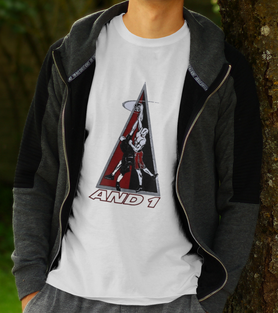 AND 1 Basketball Players Dunking Triangle T-Shirt