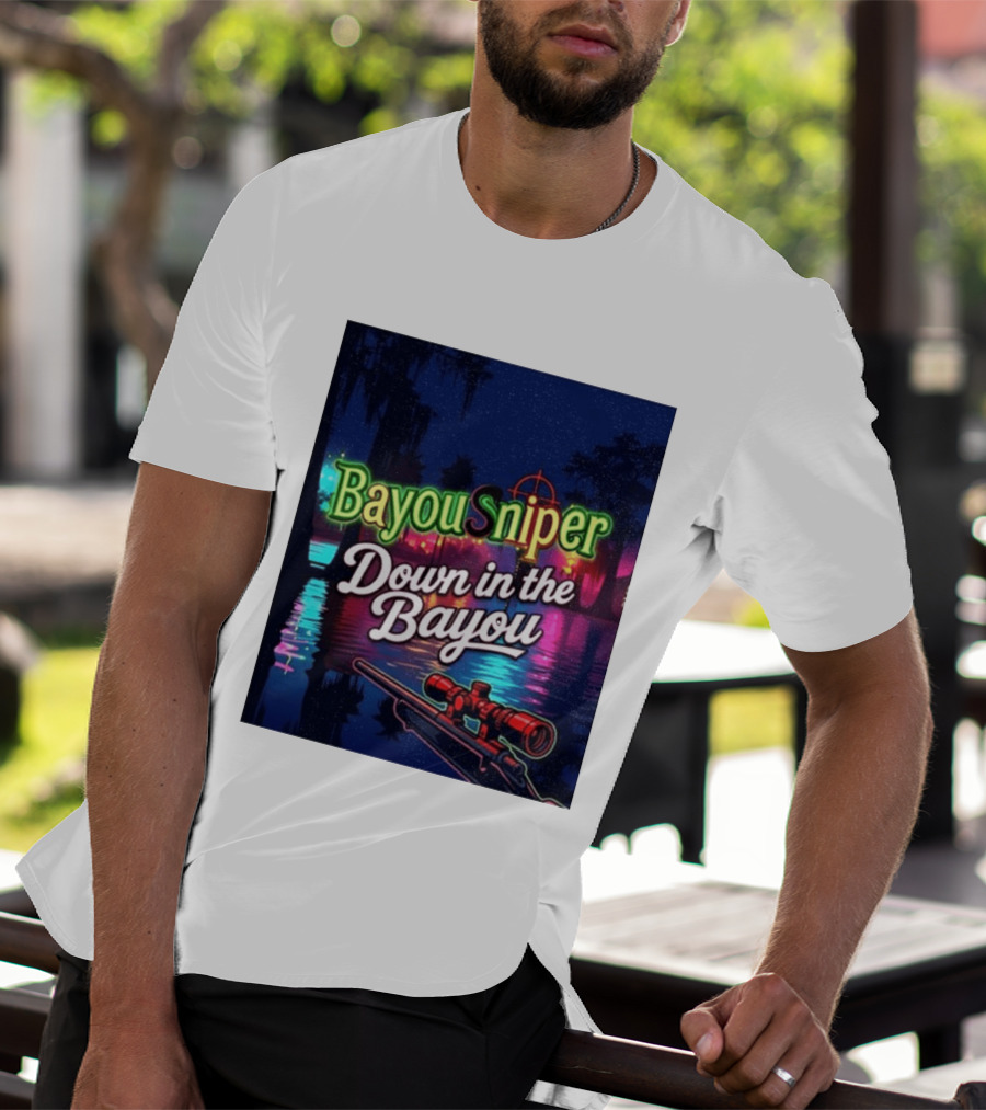 Bayou Sniper Down In The Bayou Retro Night Scene T-Shirt