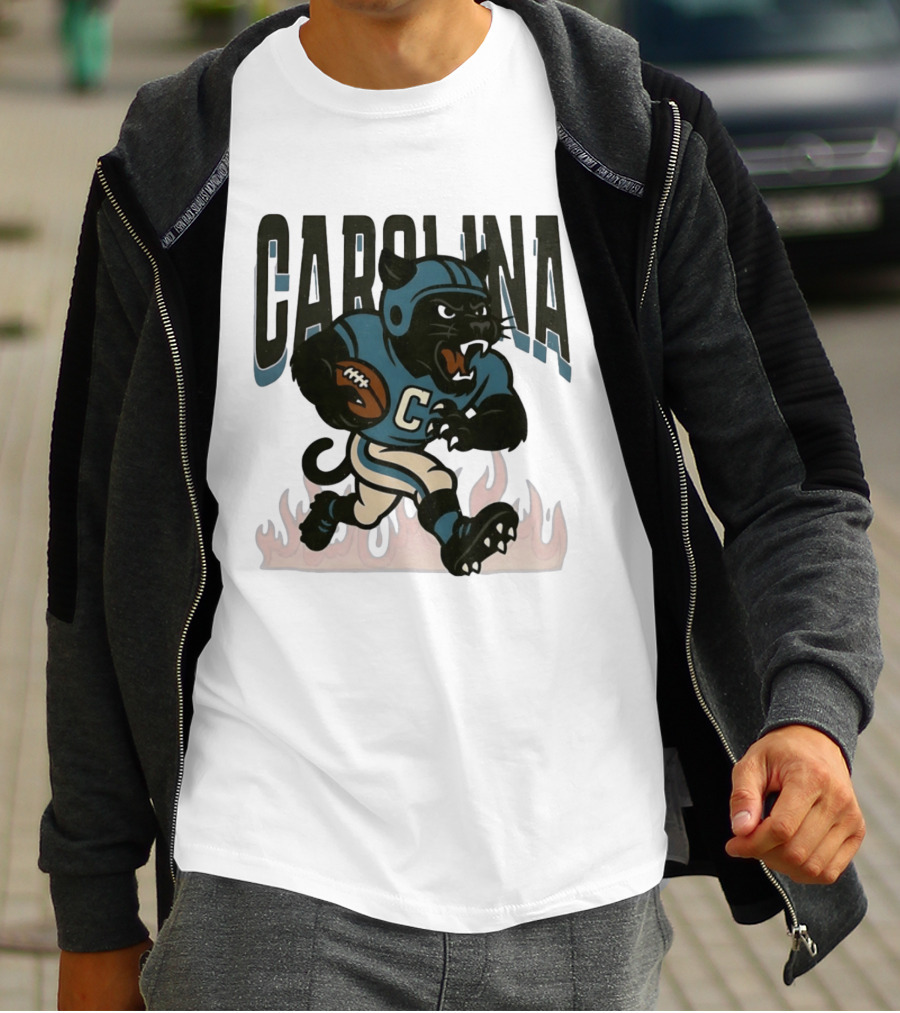 Carolina Panther Football Player Running With Ball T-Shirt