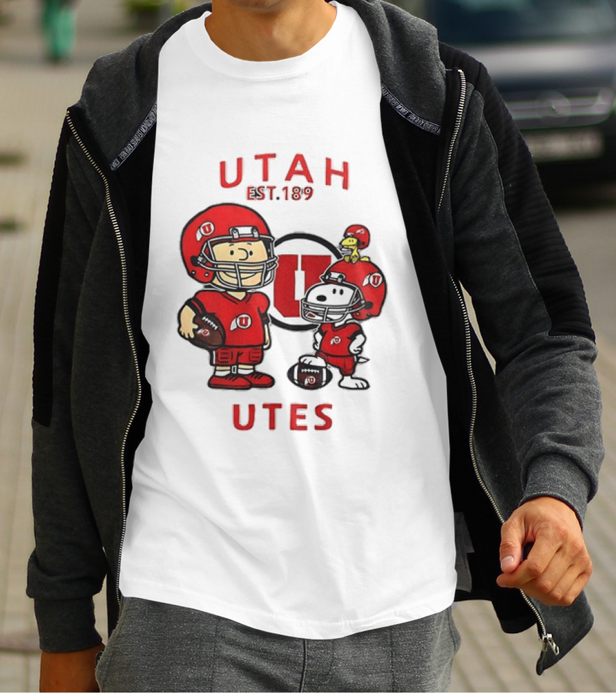 Charlie Brown Snoopy Woodstock Utah Utes EST 1892 Football Team T-Shirt