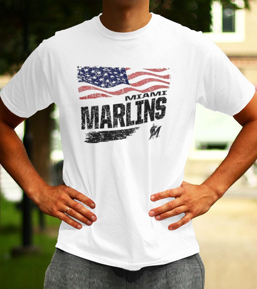 Miami Marlins MLB United States Flag T-Shirt