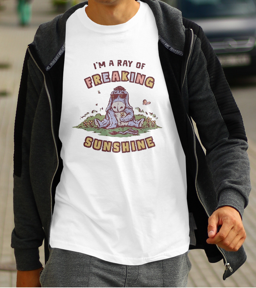 Eeyore I'm A Ray Of Freaking Sunshine Sitting In Flowers T-Shirt