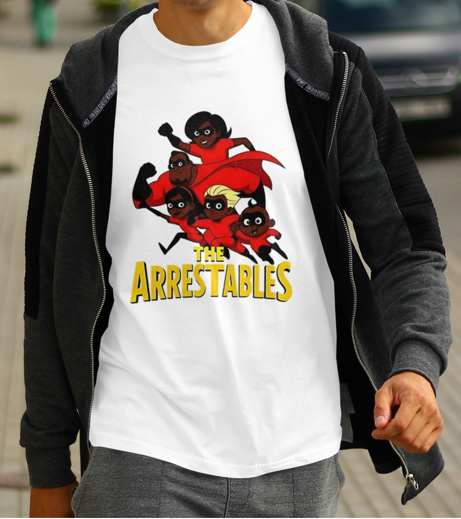 The Arrestables Superhero Family In Red Suits T-Shirt
