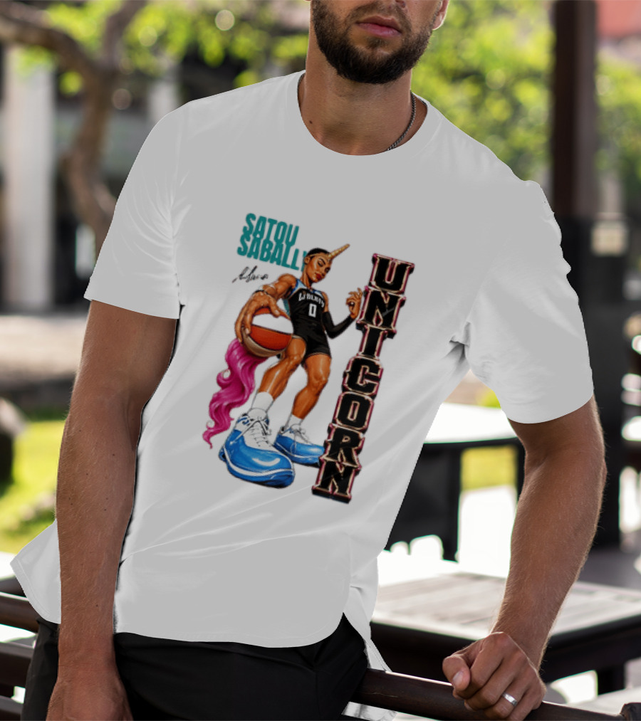 Satou Sabally New York Liberty Unicorn Basketball Player With Ball T-Shirt