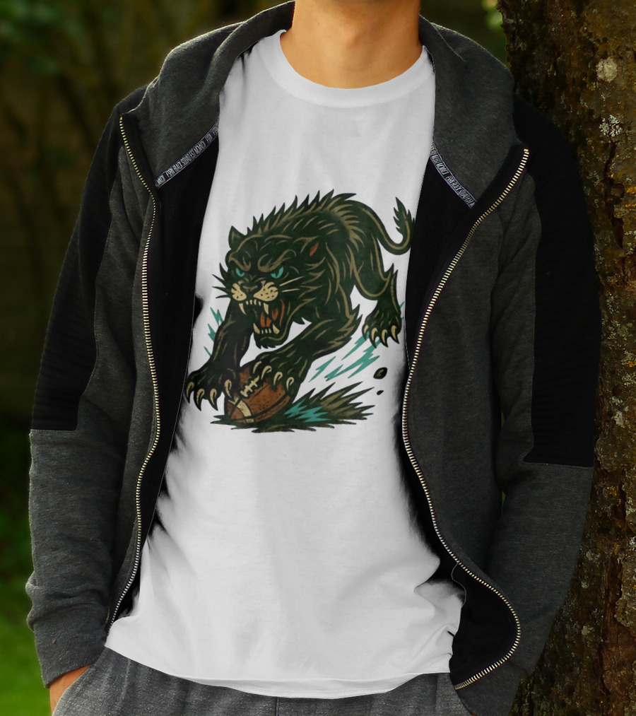 Panther Rushing Football Athletic Team Dynamic Action T-Shirt