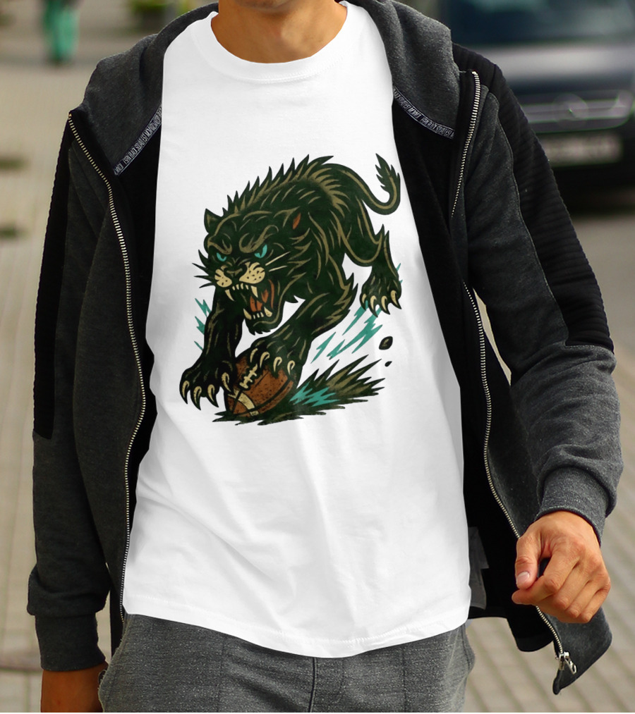 Panther Rushing Football Athletic Team Dynamic Action T-Shirt