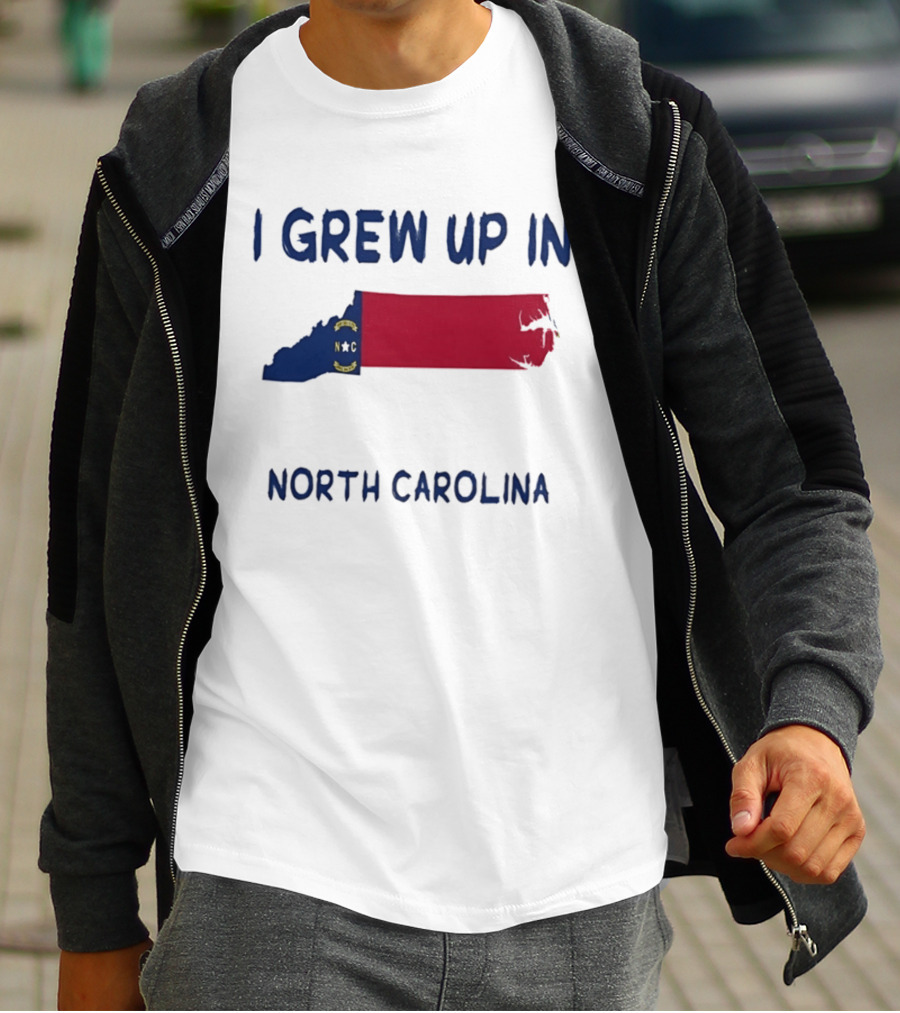 North Carolina Roots Southern Heritage I Grew Up In NC State Flag T-Shirt