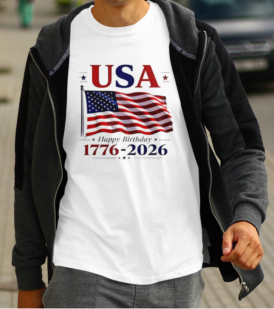 USA Flag Happy Birthday 1776 2026 T-Shirt