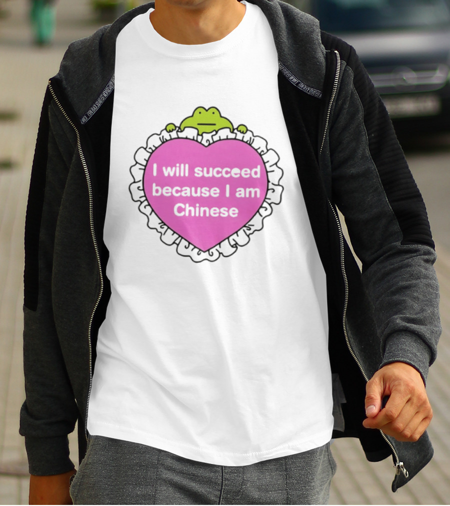 I Will Succeed Because I Am Chinese Pink Heart Frog T-Shirt