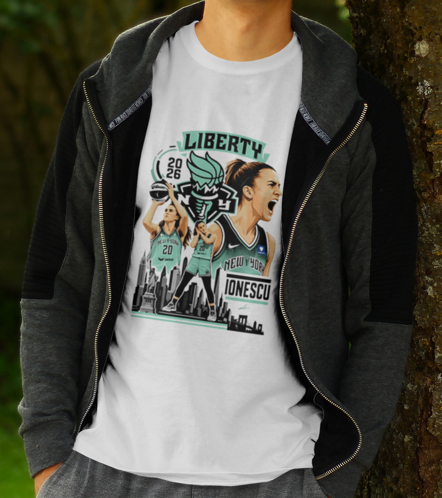 New York Liberty 2026 Sabrina Ionescu 20 Basketball Skyline T-Shirt