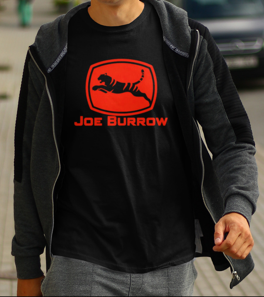 Joe Burrow Cincinnati Bengals Tractor Co Jumping Tiger Oval T-Shirt