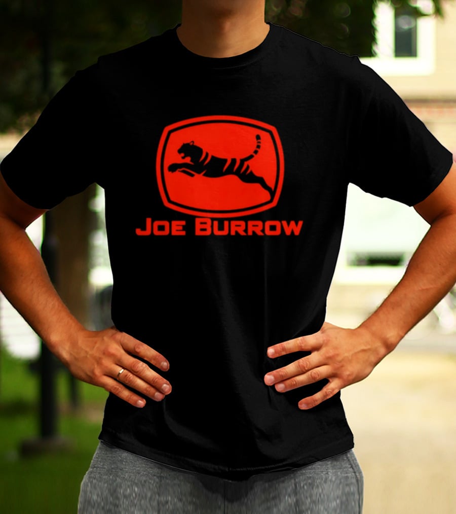 Joe Burrow Cincinnati Bengals Tractor Co Jumping Tiger Oval T-Shirt