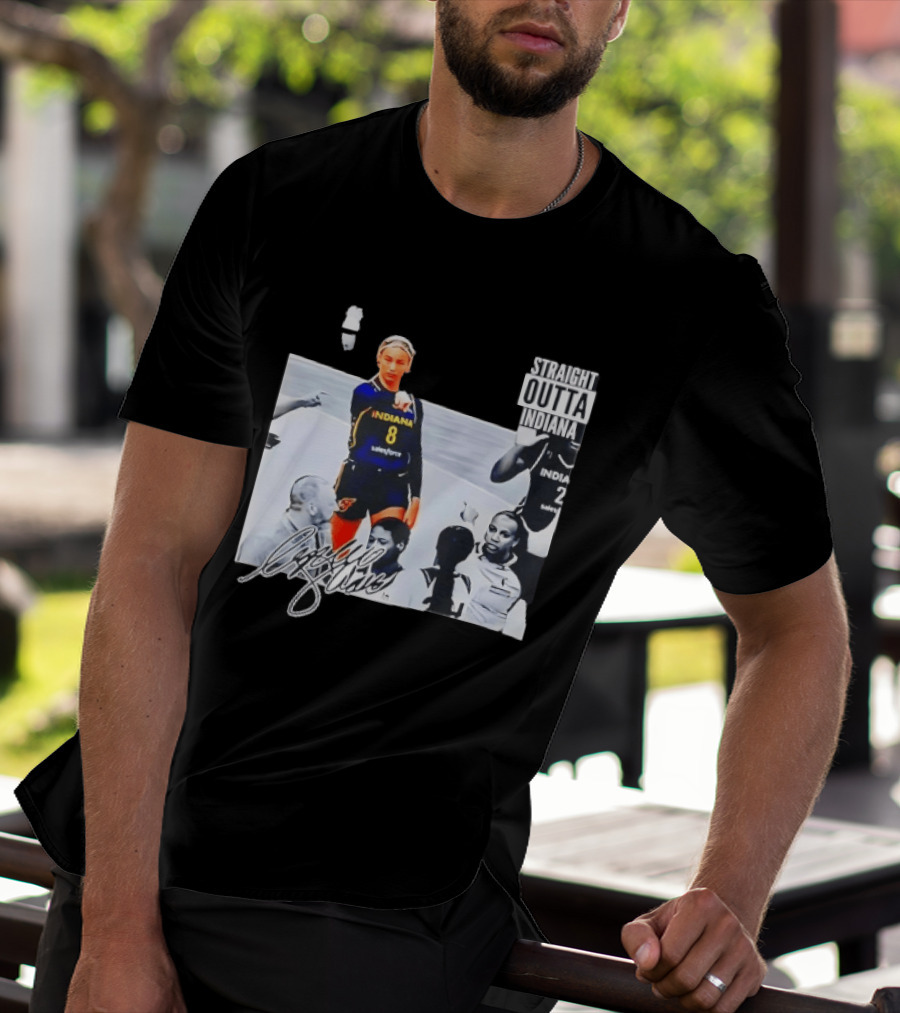 Caitlin Clark Pointing Indiana Fever Basketball Player Straight Outta Indiana T-Shirt