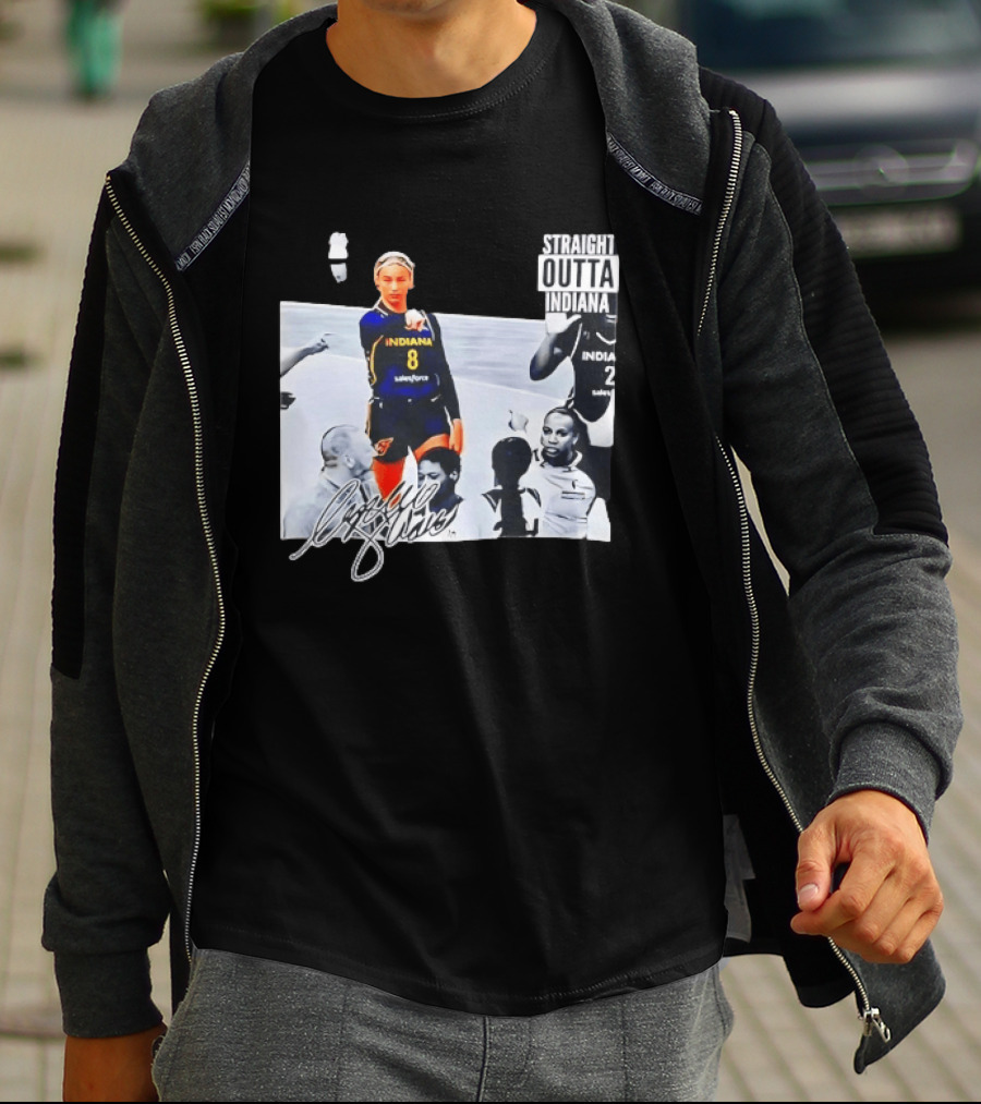 Caitlin Clark Pointing Indiana Fever Basketball Player Straight Outta Indiana T-Shirt