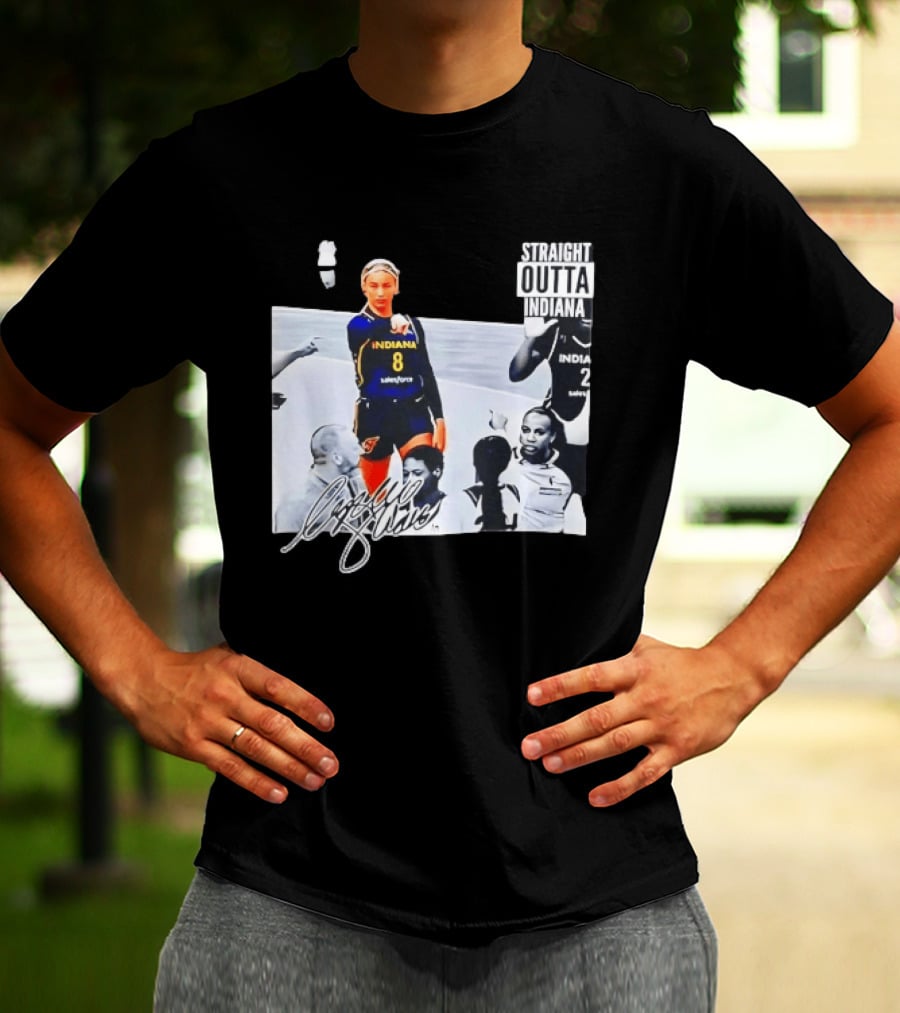 Caitlin Clark Pointing Indiana Fever Basketball Player Straight Outta Indiana T-Shirt