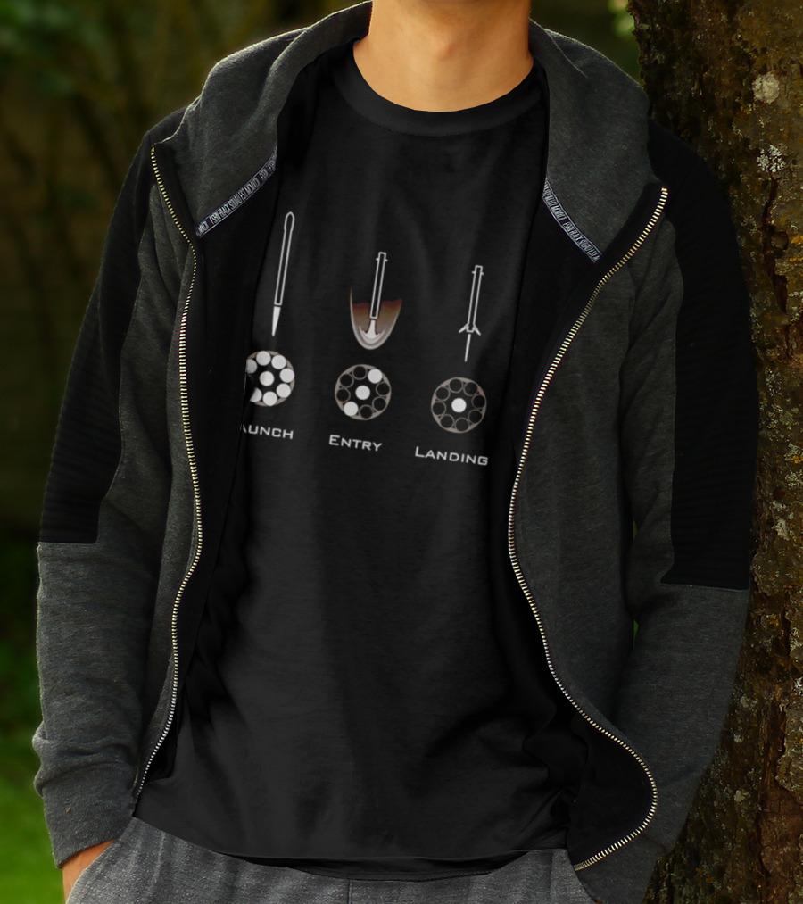 Launch Entry Landing Falcon Rocket Phases T-Shirt