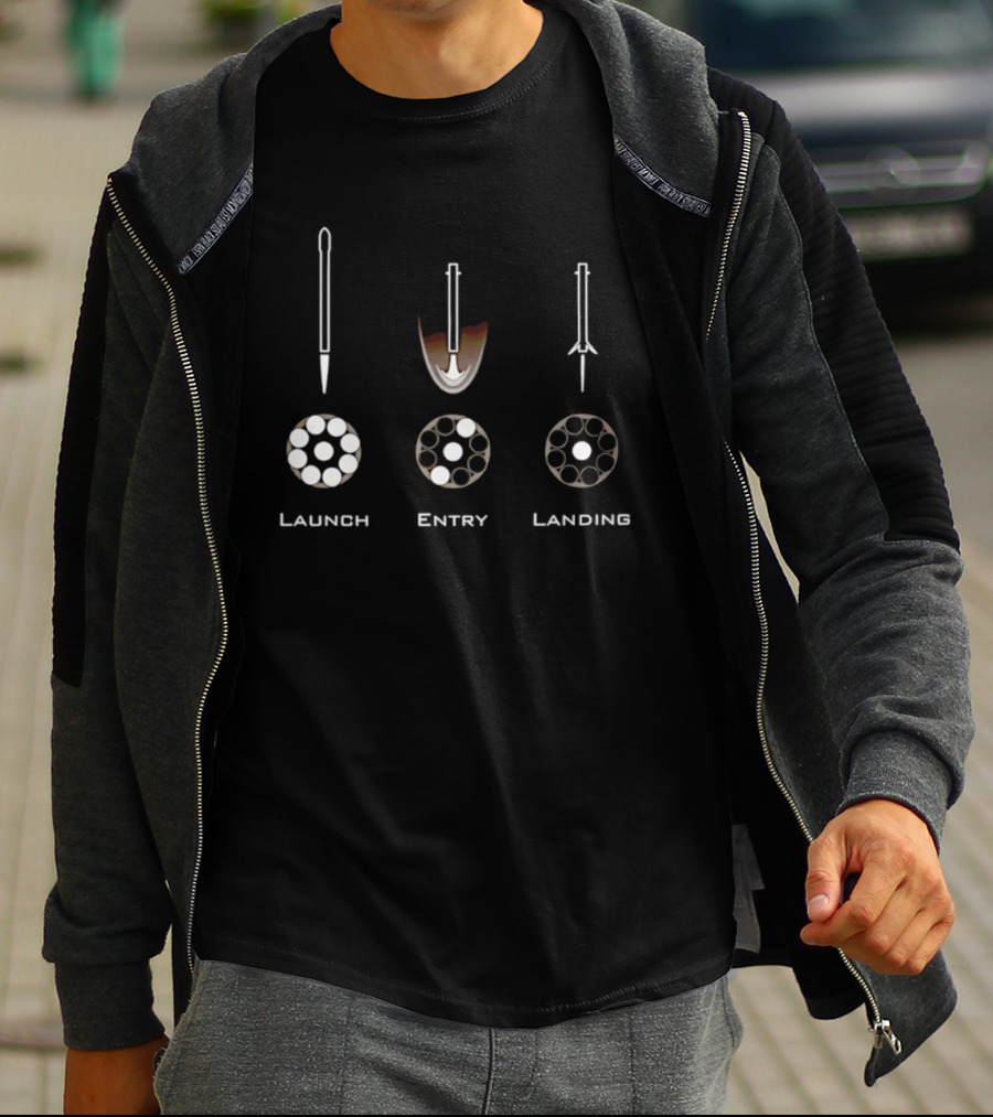 Launch Entry Landing Falcon Rocket Phases T-Shirt