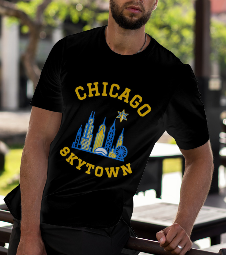 Chicago Skytown Skyline WNBA Basketball Starry Cityscape T-Shirt