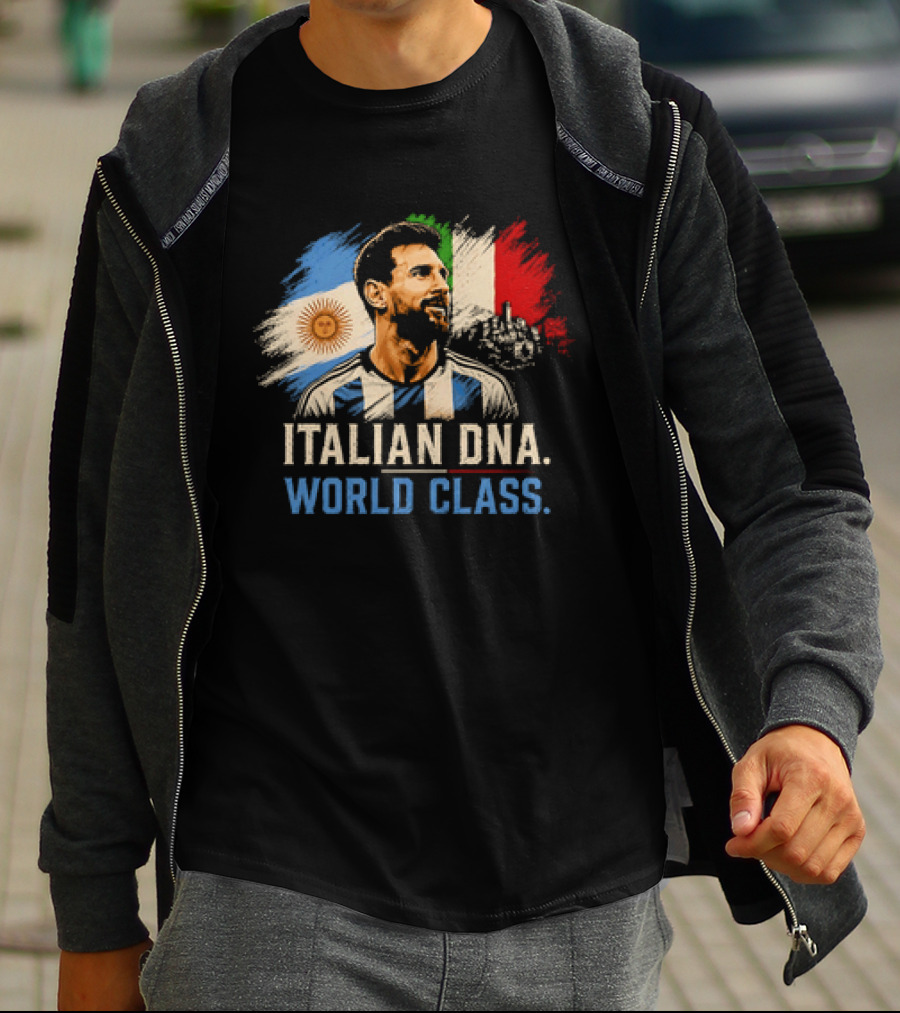 Lionel Messi Italian DNA World Class Argentina Flag T-Shirt