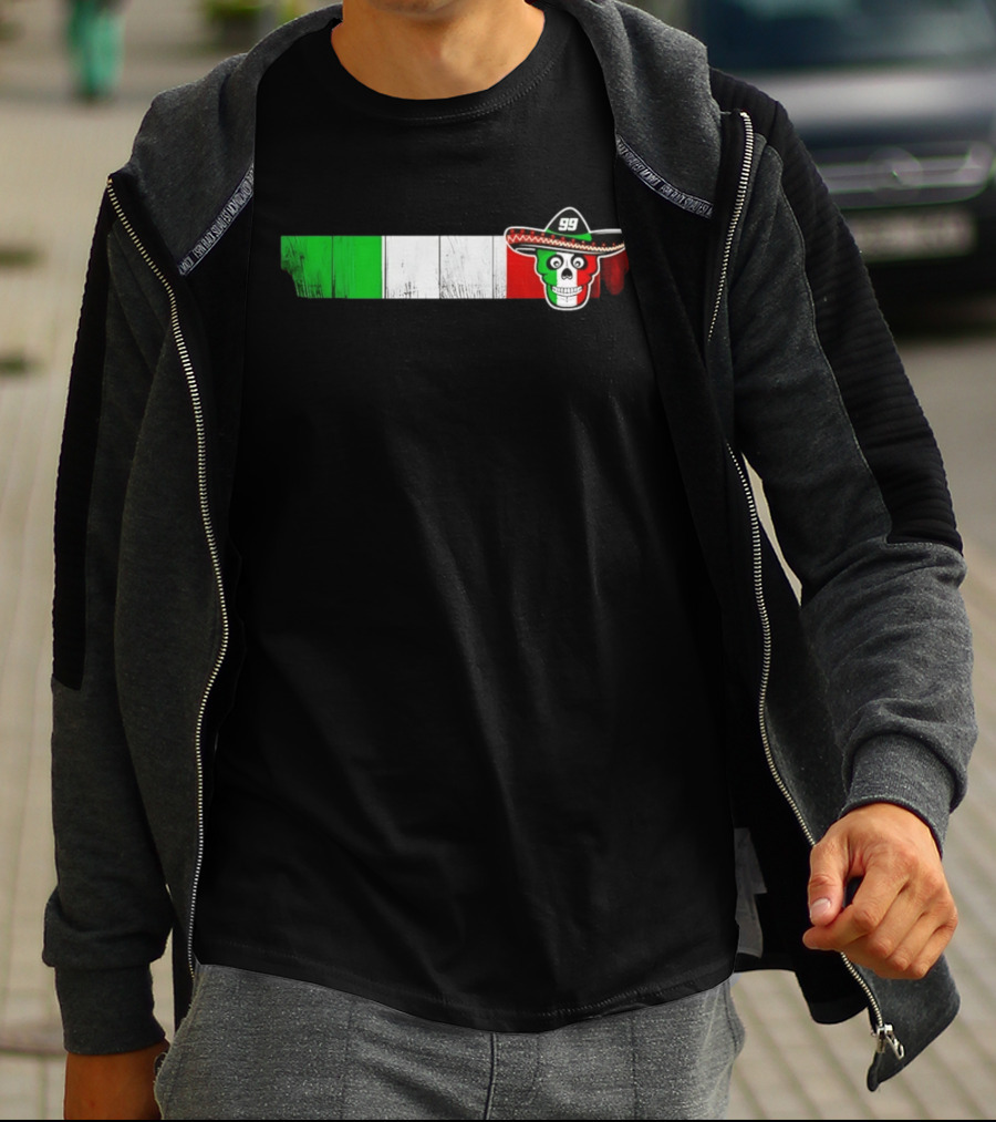 Daniel Suarez 99 Skull Sombrero Mexican Flag T-Shirt