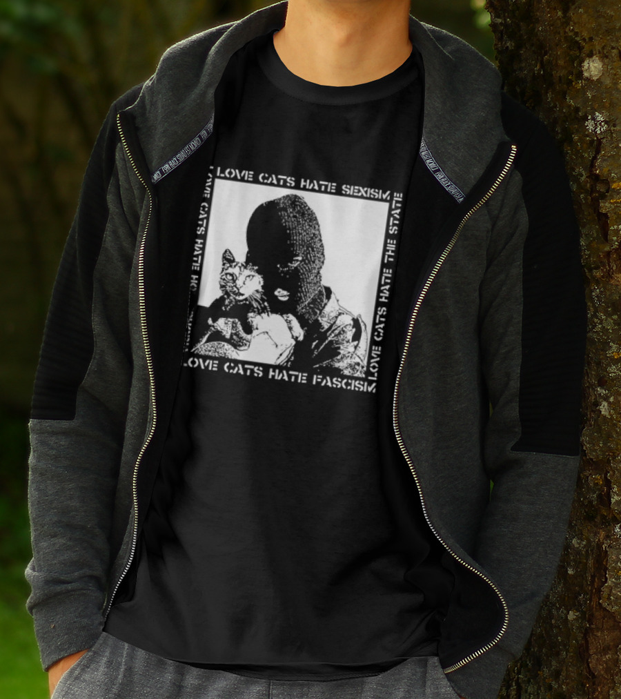 Love Cats Hate Fascism Sexism And Homophobia T-Shirt