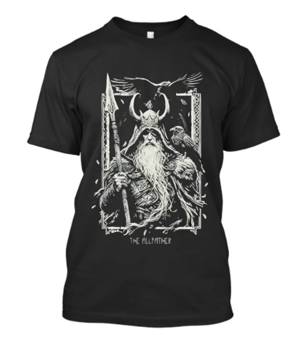 The Allfather Viking Norse Mythology Odin Ravens Spear Nordic Warrior Helm T-Shirt