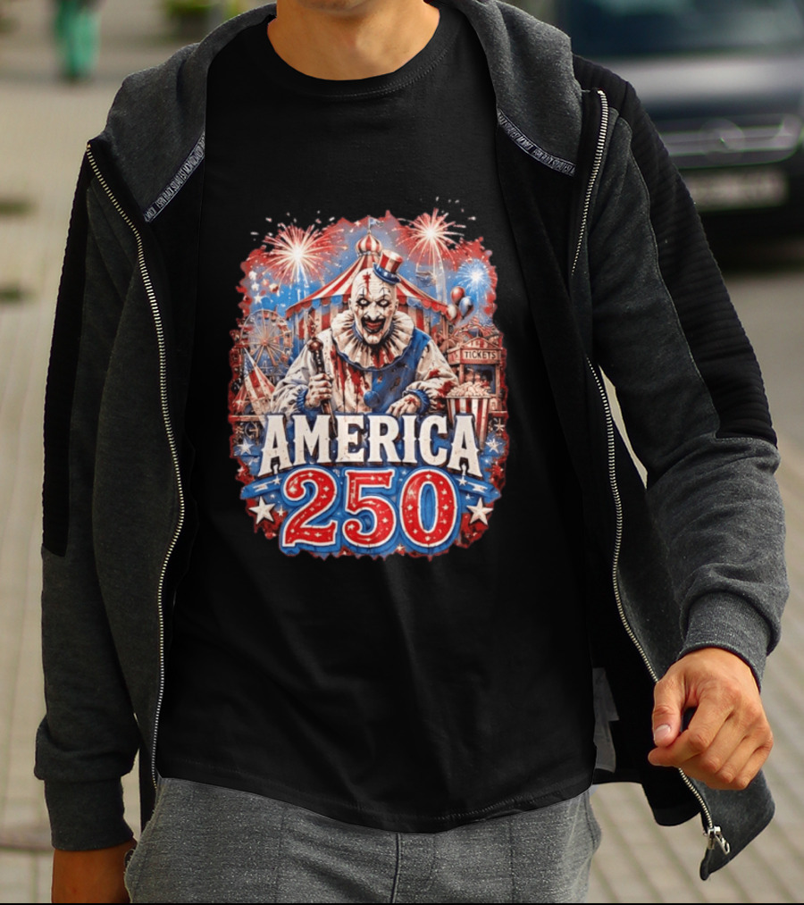 America 250 Clown Terrifier Carnival Fireworks Celebration T-Shirt