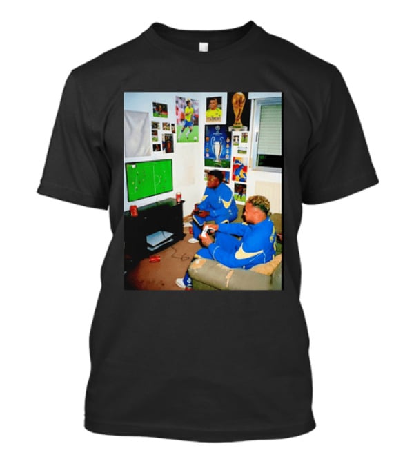 Brazil National Team Neymar Vinícius Júnior Playing Video Games Football S T-Shirt