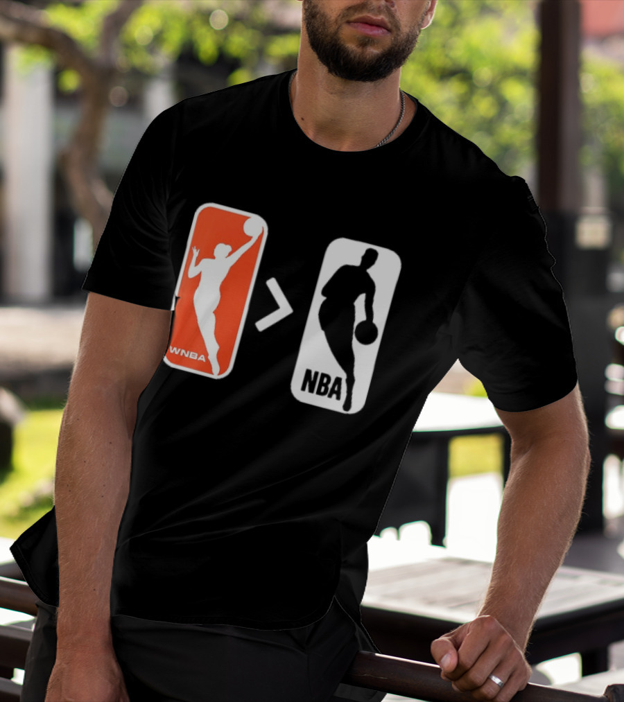 WNBA Logo Greater Than NBA Logo Comparison T-Shirt