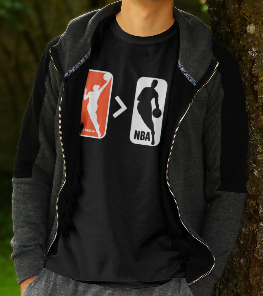 WNBA Logo Greater Than NBA Logo Comparison T-Shirt