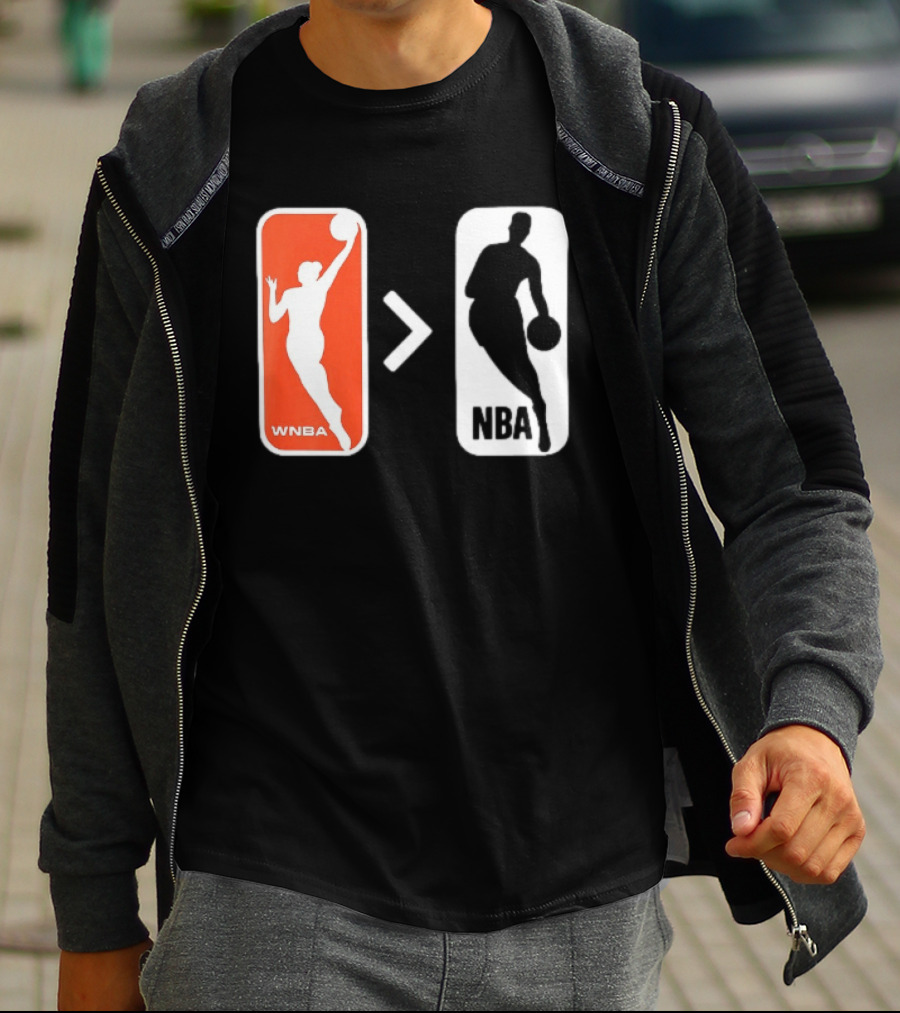 WNBA Logo Greater Than NBA Logo Comparison T-Shirt