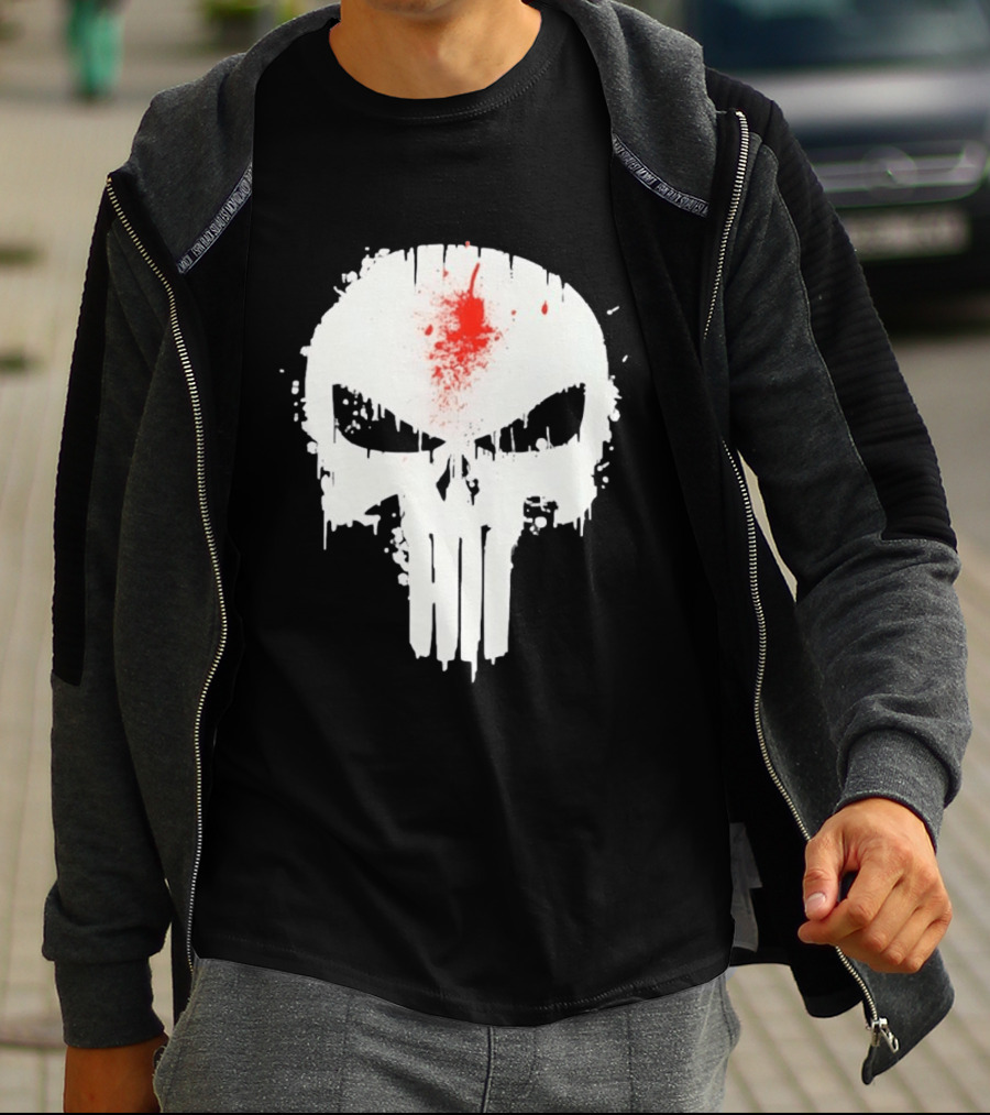 Punisher Skull Bleeding Head Shot T-Shirt