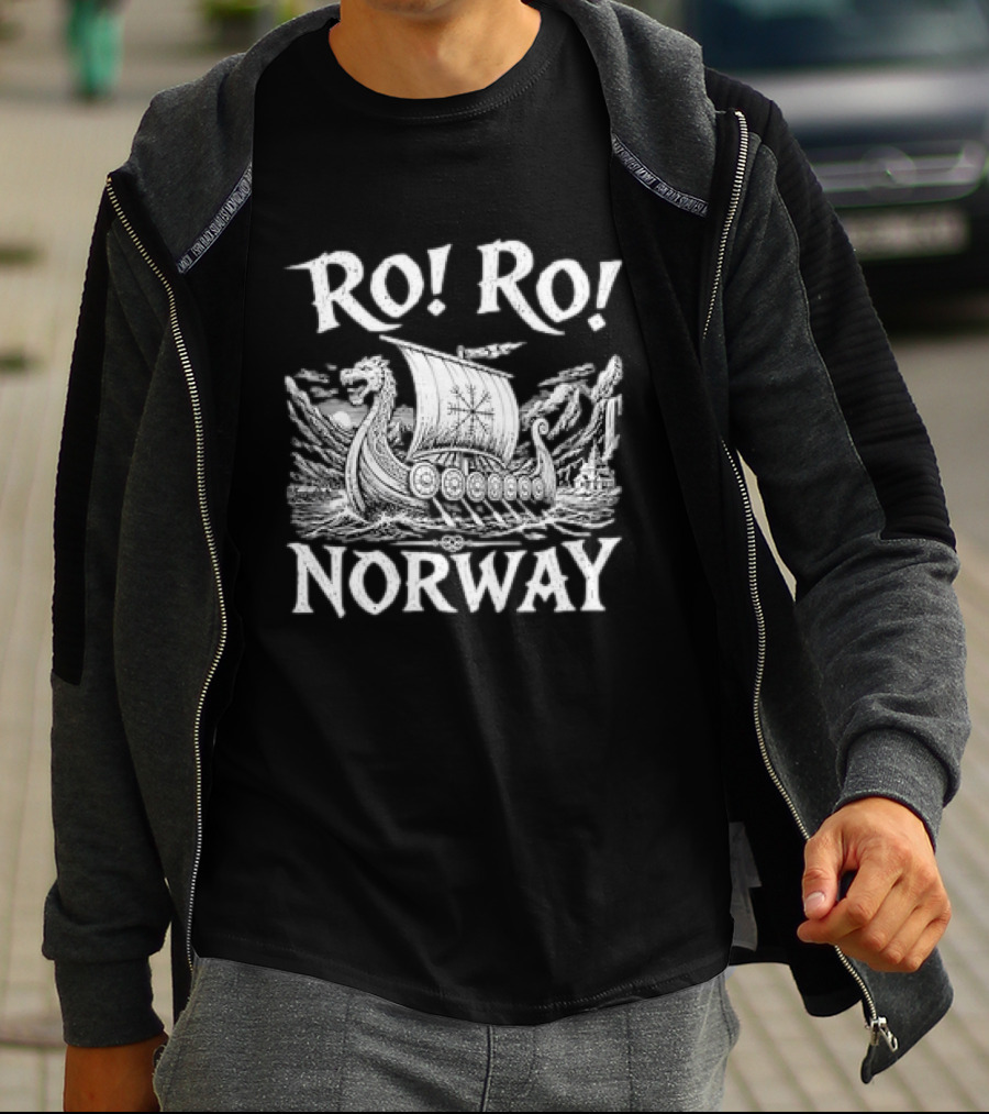 Ro Ro Norway Viking Longship Illustration Nordic Adventure T-Shirt