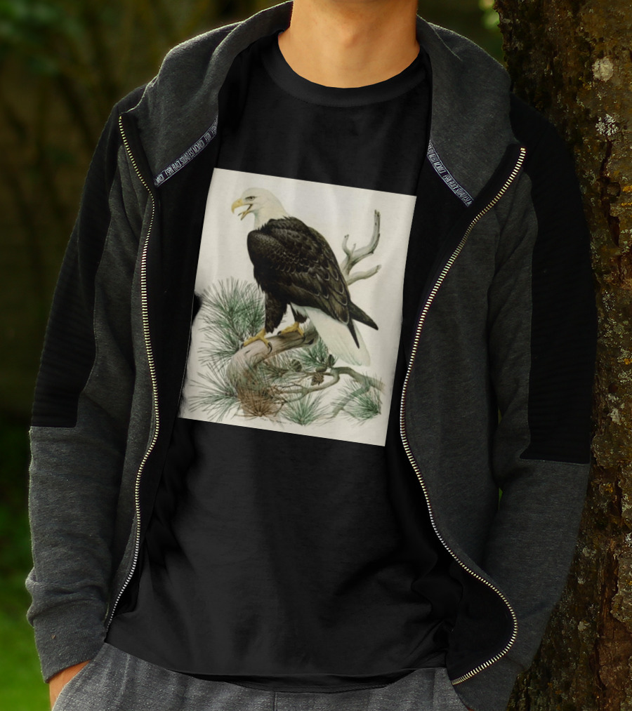 Roger Tory Peterson Bald Eagle Illustration On Stone Background 2026 T-Shirt