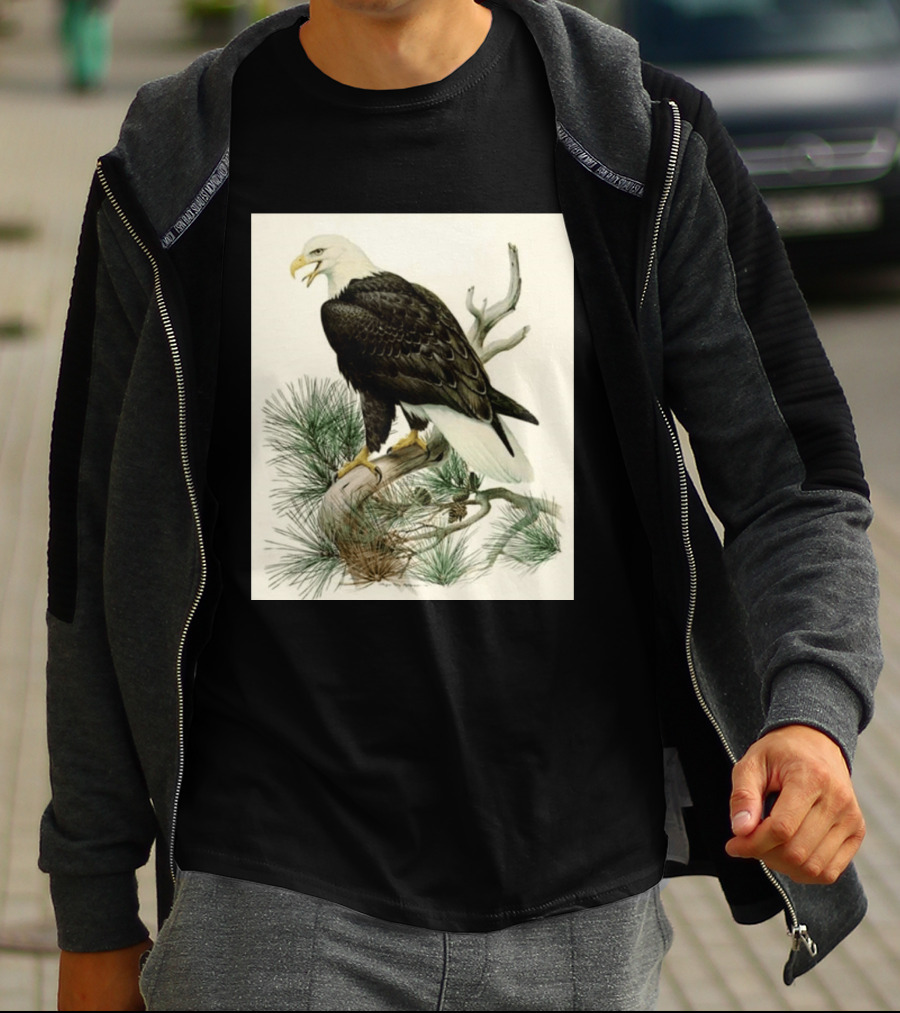 Roger Tory Peterson Bald Eagle Illustration On Stone Background 2026 T-Shirt