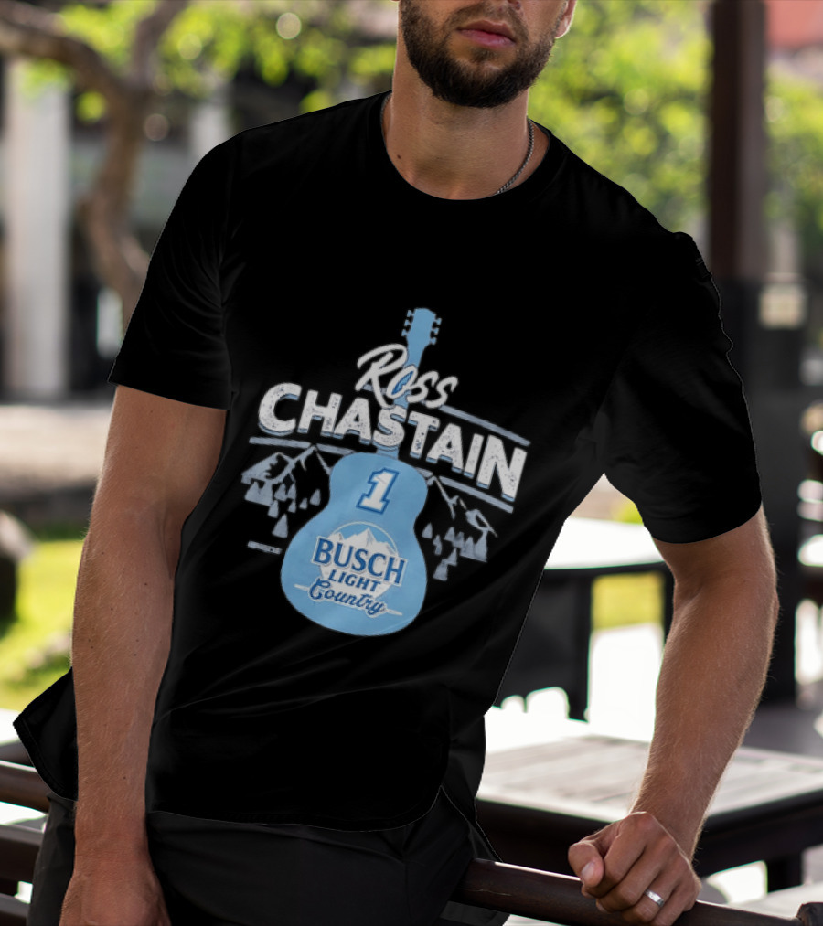 Ross Chastain No 1 Busch Light Country Guitar T-Shirt
