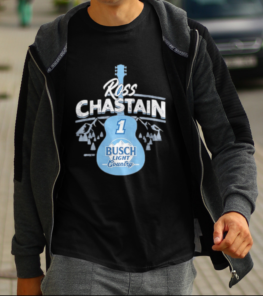 Ross Chastain No 1 Busch Light Country Guitar T-Shirt