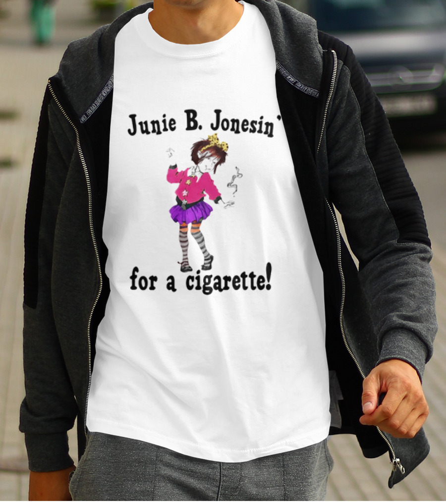 Junie B Jonesin For A Cigarette Vintage Cartoon Style Character With Bow And Tutu T-Shirt