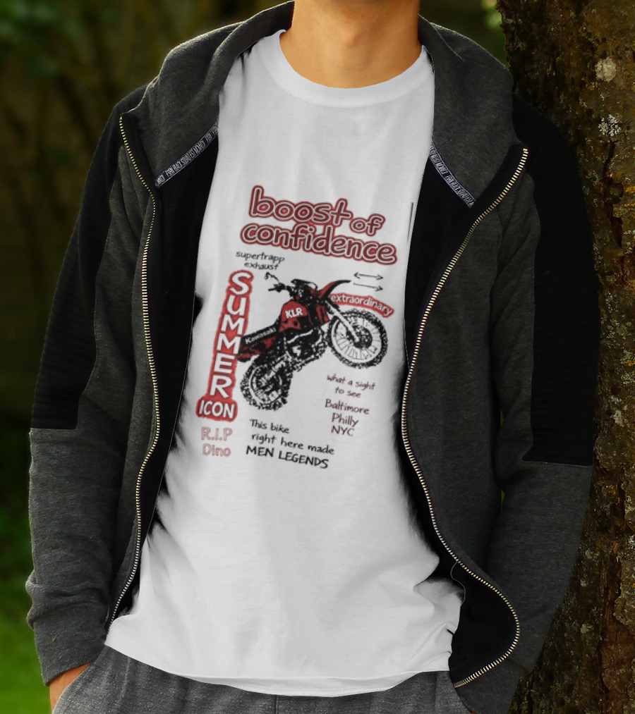 Boost Of Confidence Kawasaki KLR Summer Icon RIP Dino Men Legends T-Shirt