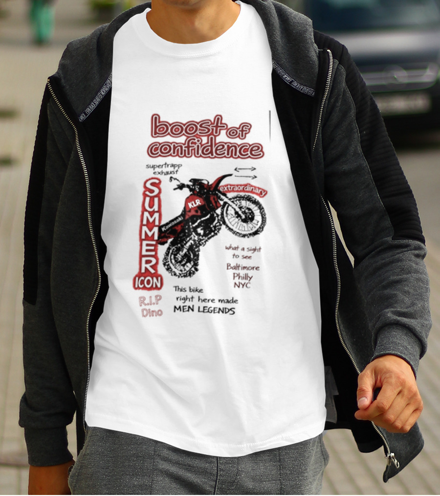 Boost Of Confidence Kawasaki KLR Summer Icon RIP Dino Men Legends T-Shirt