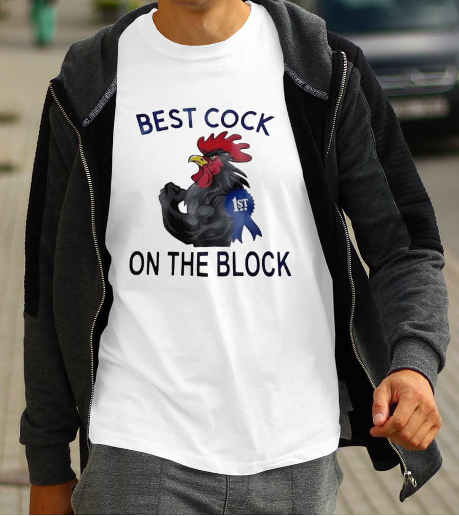 Best Cock On The Block Muscular Rooster 1st Place Ribbon T-Shirt