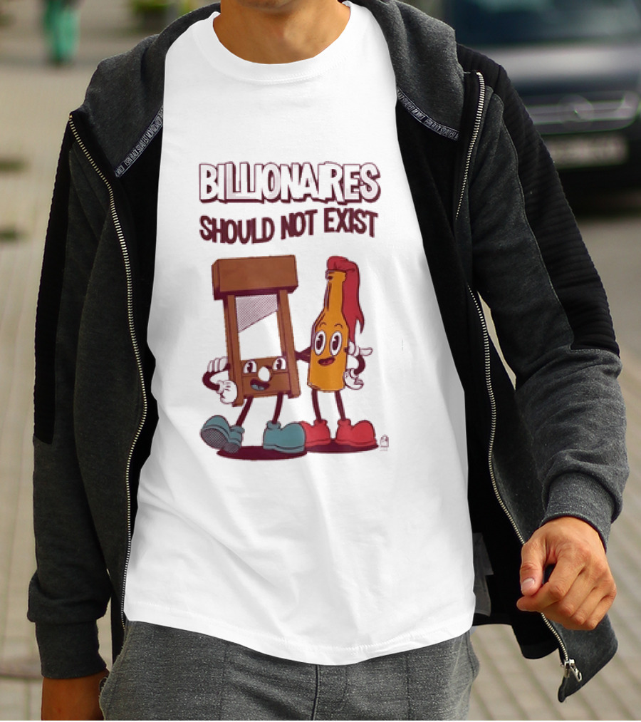 Billionaires Should Not Exist Cartoon Guillotine Molotov T-Shirt