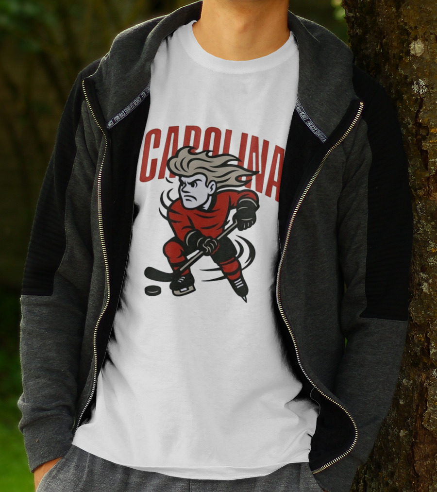 Carolina Hockey Action Figure Skating Puck Player T-Shirt