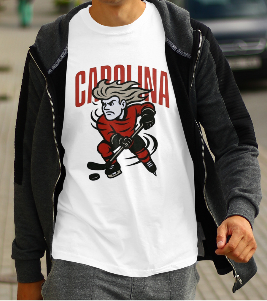 Carolina Hockey Action Figure Skating Puck Player T-Shirt
