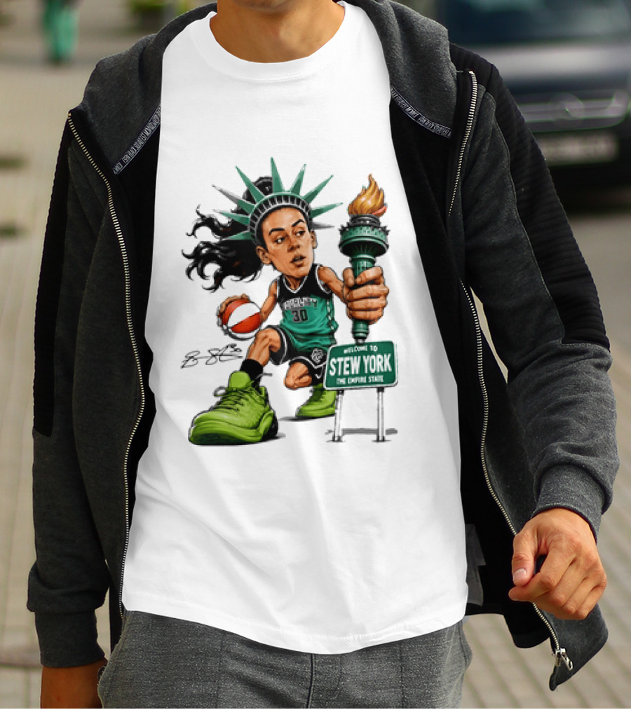 New York Liberty Breanna Stewart Stew York Torch Statue Basketball T-Shirt