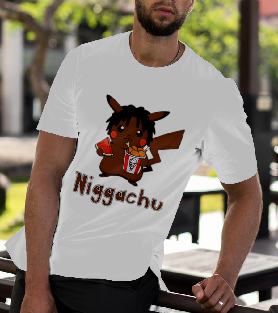 Niggachu Pikachu With Fried Chicken And Watermelon T-Shirt