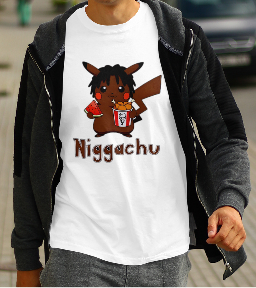 Niggachu Pikachu With Fried Chicken And Watermelon T-Shirt