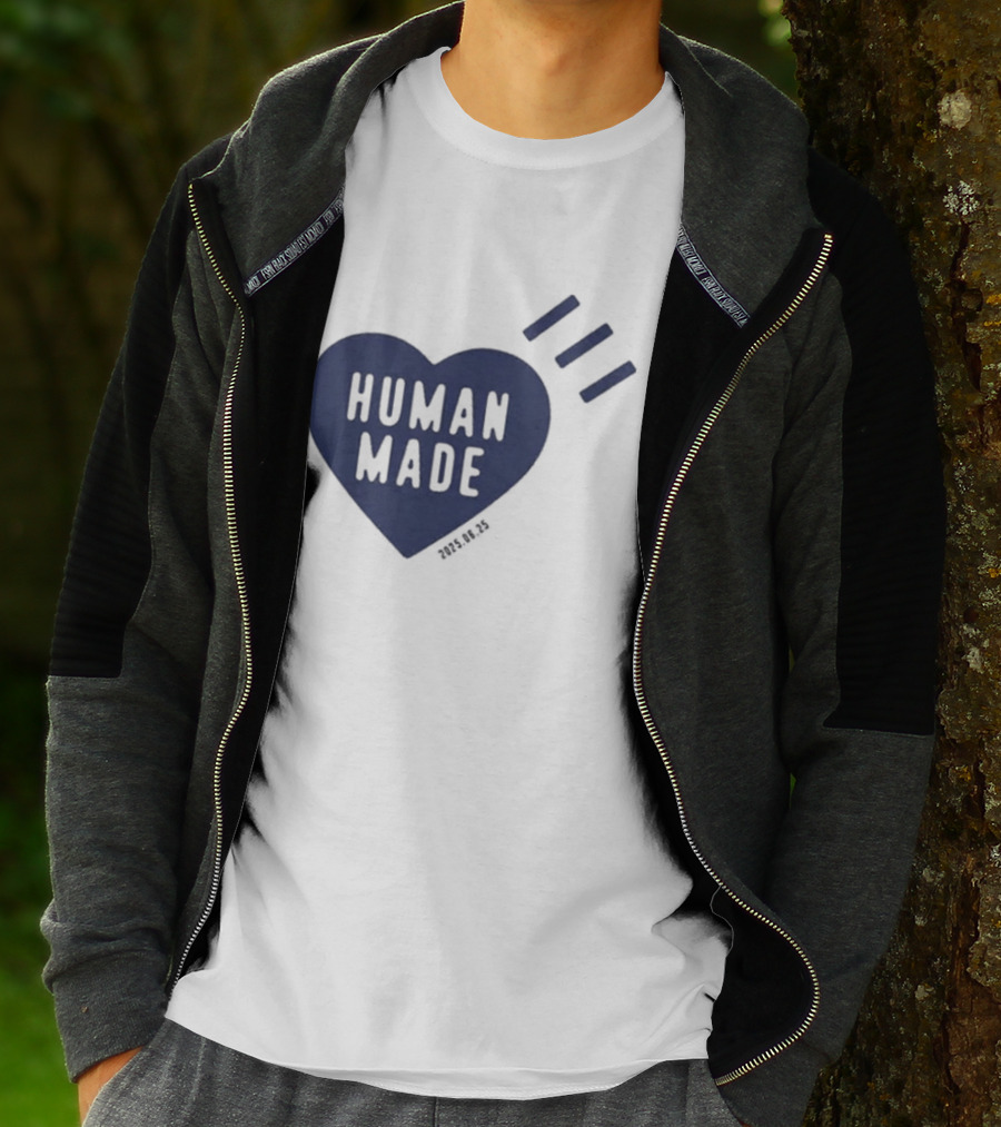 Daily Human Made Heart Motif With Three Stripes And Dry Alls T-Shirt