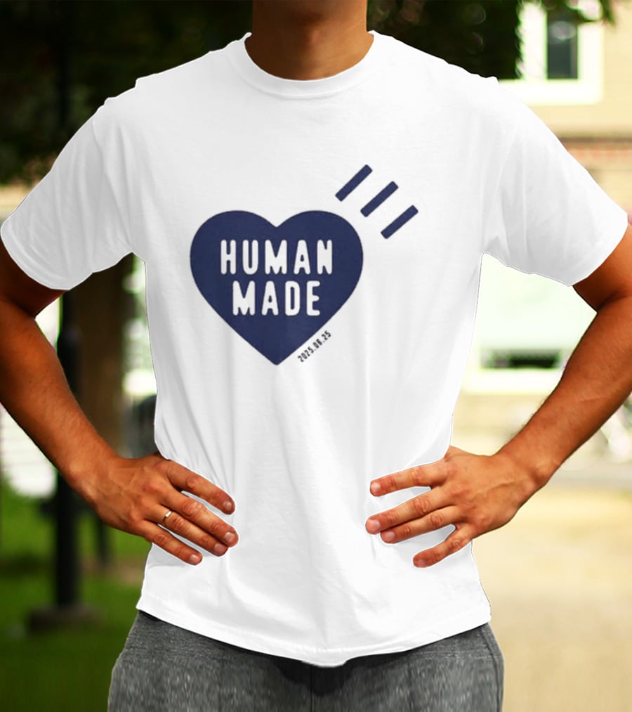 Daily Human Made Heart Motif With Three Stripes And Dry Alls T-Shirt