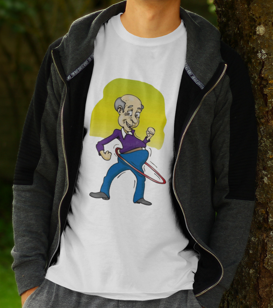 Elderly Man Hula Hooping Joyfully With Fist Pump T-Shirt
